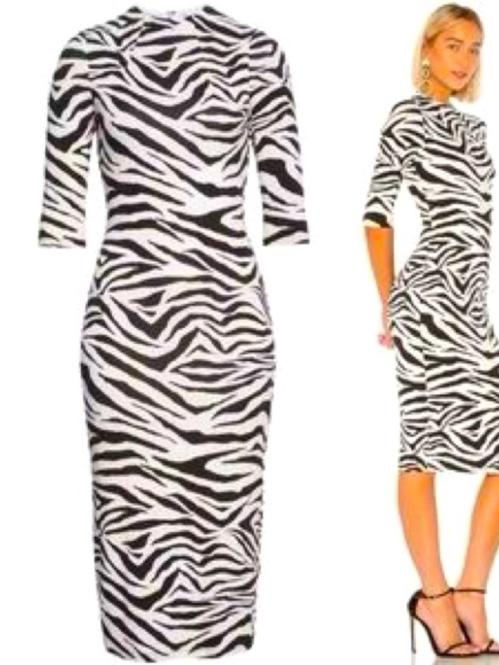 ALICE + OLIVIA black and white tiger Delora midi dress size 4 - Picture 2 of 6
